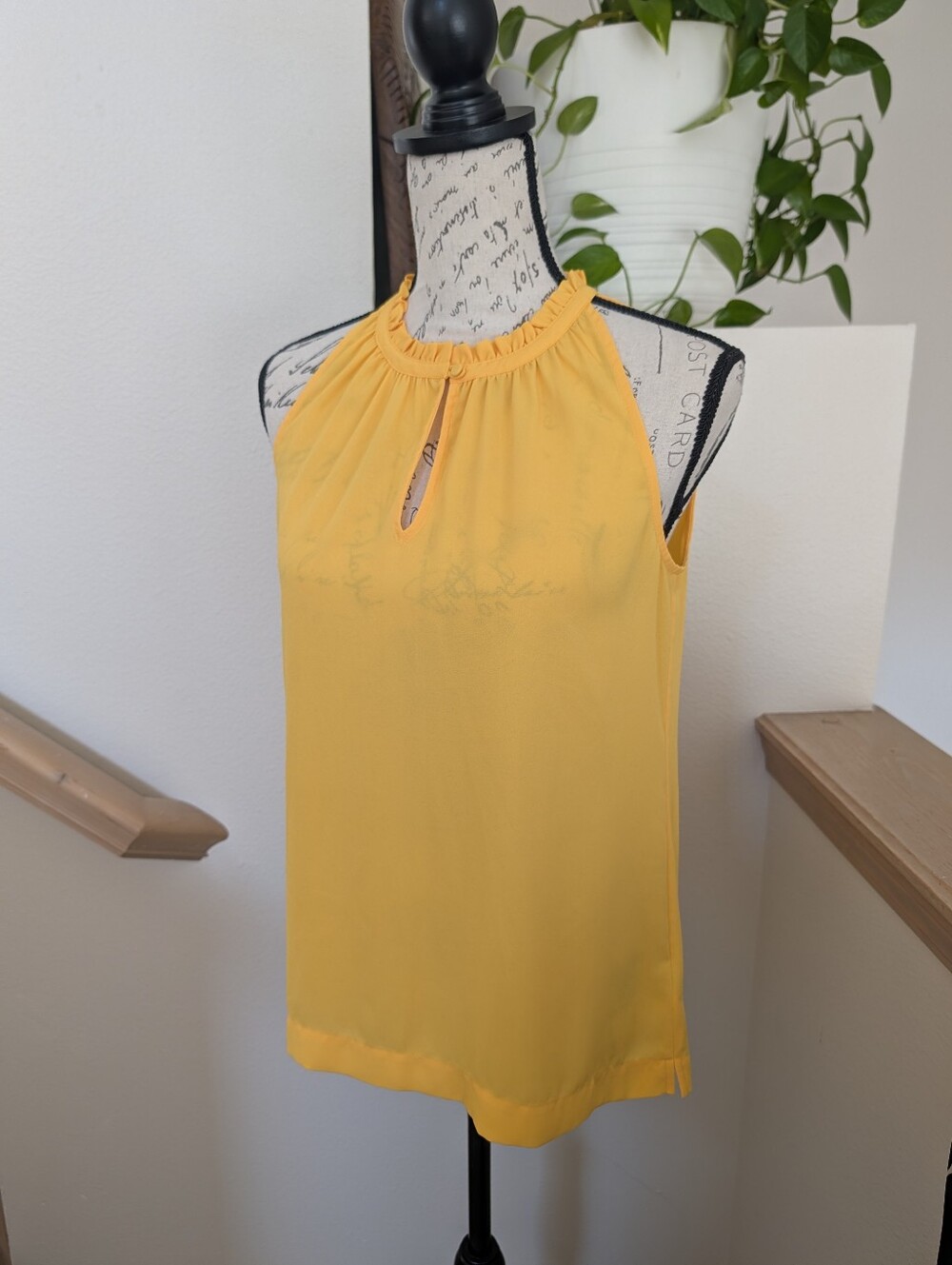 J.Crew Ruffled Neck Sleeveless Blouse - Yellow, Small